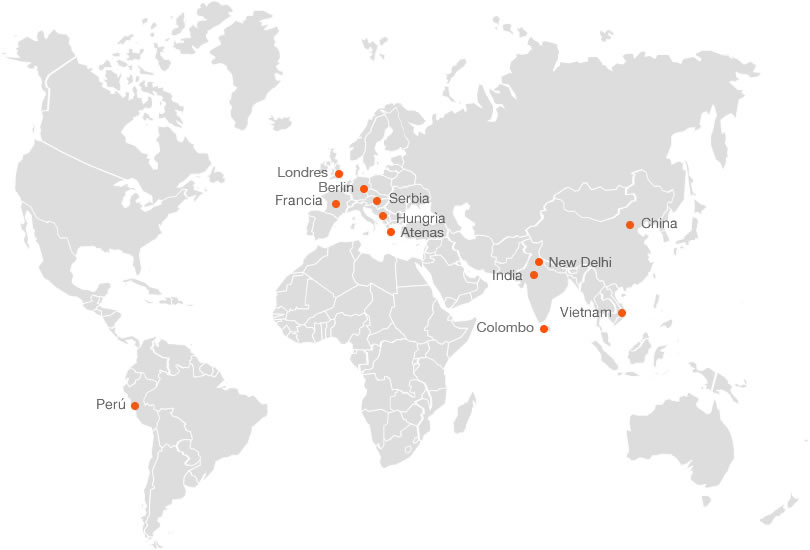 Mapa de Mod'Art International, sucursal Perú y en el mundo